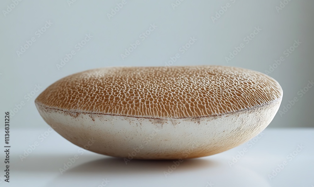 A single pale brown textured organic bowl shape