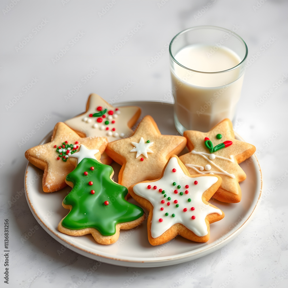 Santa's Treat: Festive Christmas Cookies and Milk