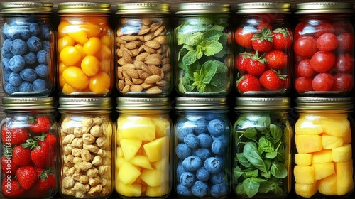 Food Packaging Glass jars - Durable containers for storing and displaying food items Isolated solo on plain background