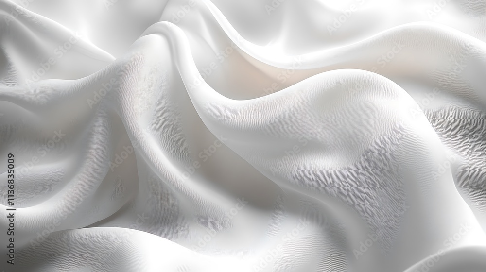 Obraz premium Draped White Fabric Showing Soft Waves and Texture