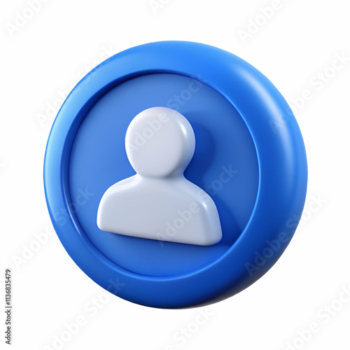 digital marketing Round blue button with a white silhouette of a person, symbolizing user profiles or accounts in digital applications.