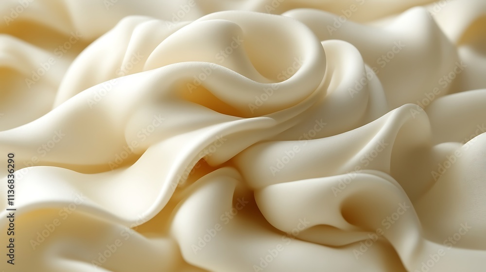 Obraz premium Creamy White Fabric Draped in Soft Waves