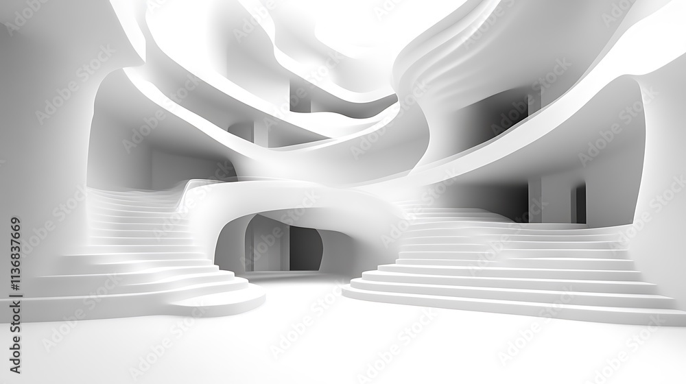 Abstract White Architectural Design With Stairs Abstract White Architectural Design With Stairs