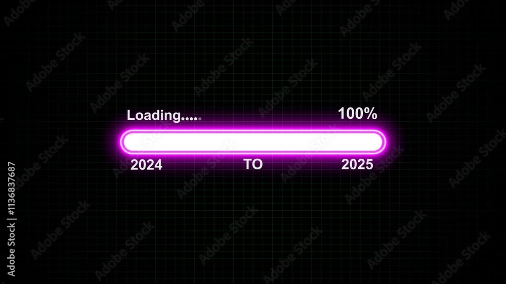 Loading bar from 2024 to 2025 new year transfer animation. New year ...