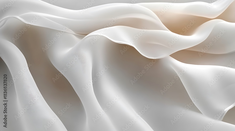 Obraz premium Elegant Draped White Fabric Soft Texture Background