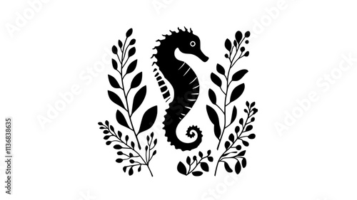 Seahorse dried and used in traditional medicine, Animal Vector Graphic