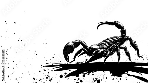 The scorpion hunts along the ground, searching for small insects, Animal Vector Graphic