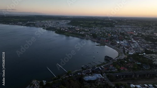 Aerial View of the Waterfront in Puerto Varas, Chile photo