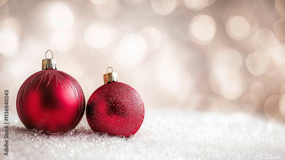 Elegant Ruby Red Christmas Baubles on a Bokeh Background Elegant Ruby Red Christmas Baubles on a Bokeh Background