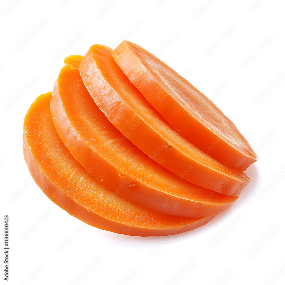 Fresh Bright Orange Carrot Slice on White Background Fresh Bright Orange Carrot Slice on White Background