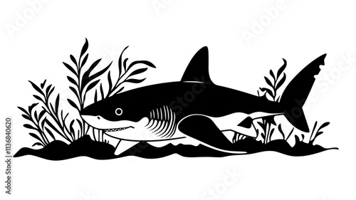 Shark resting on the sea floor with gills pumping water, Animal Digital Art