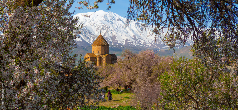 Akdamar Island in Van Lake. The Armenian Cathedral Church of the Holy Cross - Akdamar, Turkey