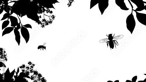The bee enters a small opening in a plant, seeking out hidden nectar, Animal Digital Art