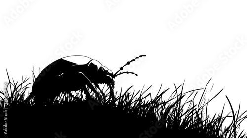 The beetle moves through grass, using its legs to navigate uneven terrain, Animal Digital Art
