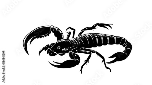 The scorpion hunts along the ground, searching for small insects, Animal Digital Art