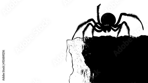 The spider climbs up a wall, smoothly using its legs to navigate the surface, Animal Digital Art