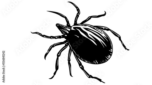A tick feeding on a host, attached firmly with its mouthparts buried in the skin, Animal Digital Art