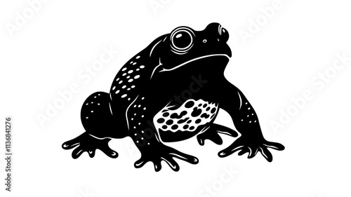 Toad inflating body as defensive posture against predator, Animal Digital Art