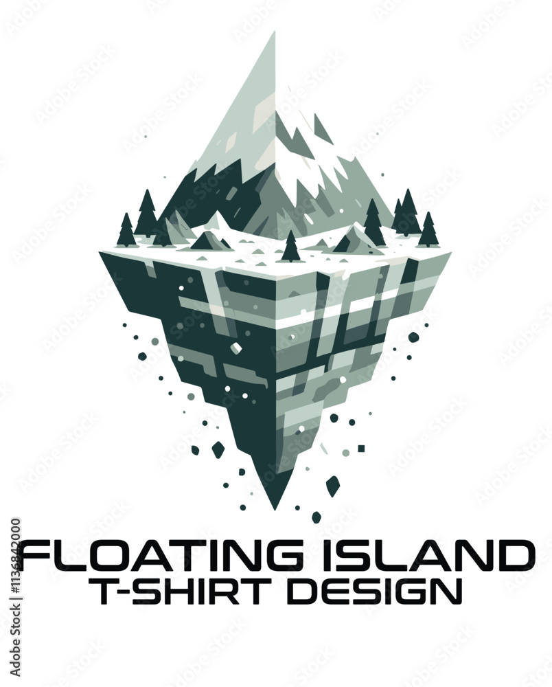 Fototapeta premium Floating Island Vector T Shirt Design