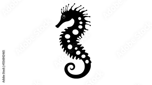 Seahorse slowly moving through open water, its body maintaining an upright posture as it swims, Vectorized Animal Art