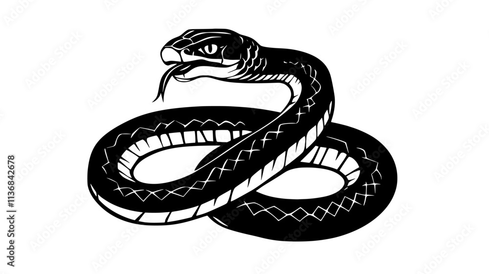 Obraz premium Snake constricting prey item within coils of its body, Vectorized Animal Art