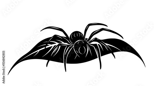 Spider molting, shedding old exoskeleton on leaf, Vectorized Animal Art