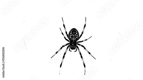 A spider rests at the center of its web, waiting patiently for its next meal, Vectorized Animal Art