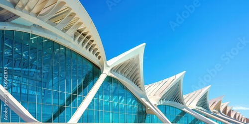 Architecture view, minimal architecture, Spanish design, architectural detail, blue clear sky, modern architecture, clean lines design, minimalistic background, Iberian architecture, contemporary