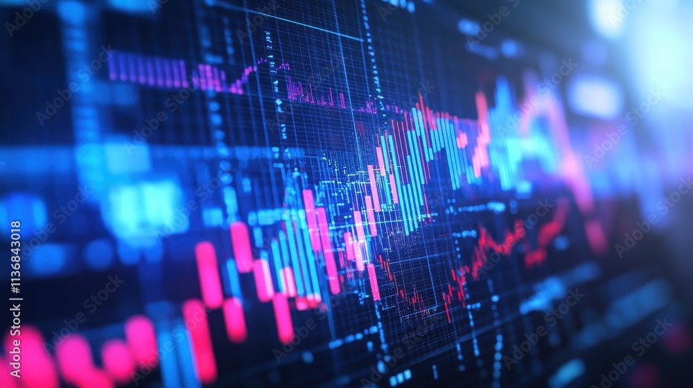 Dynamic Financial Market Data and Analysis with Vibrant Economic Graphs Display Dynamic Financial Market Data and Analysis with Vibrant Economic Graphs Display