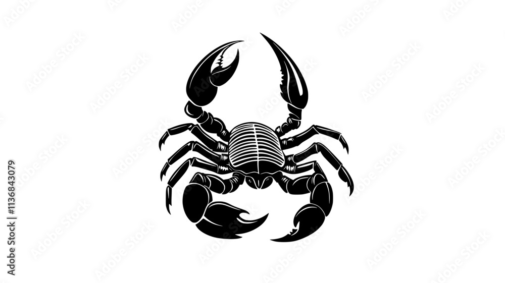 The scorpion stands still, pincers raised, ready to defend itself, Vectorized Animal Art The scorpion stands still, pincers raised, ready to defend itself, Vectorized Animal Art