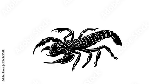The scorpion hunts along the ground, searching for small insects, Vectorized Animal Art