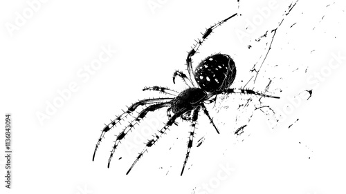 The spider captures an insect in its web, wrapping it quickly in silk, Vectorized Animal Art