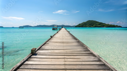 Wallpaper Mural Idyllic Wooden Pier Stretching into Turquoise Waters of a Tropical Paradise Torontodigital.ca