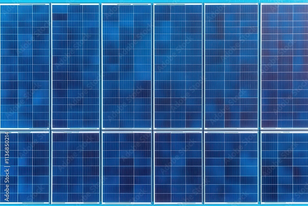 A close-up view of solar panels, featuring a grid of blue photovoltaic cells for clean energy production. A close-up view of solar panels, featuring a grid of blue photovoltaic cells for clean energy production.