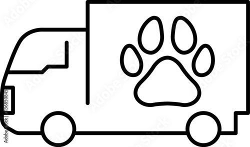 Animal delivery, pet cargo, pet transport, pets shipping, pet delivery vector image, pet transportation, pets travel icon.