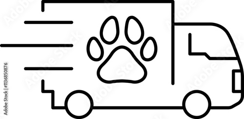 Animal delivery, pet cargo, pet transport, pets shipping, pet delivery vector image, pet transportation, pets travel icon.