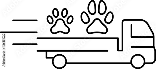 Animal delivery, pet cargo, pet transport, pets shipping, pet delivery vector image, pet transportation, pets travel icon.