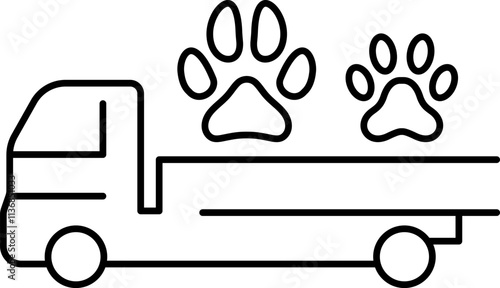 Animal delivery, pet cargo, pet transport, pets shipping, pet delivery vector image, pet transportation, pets travel icon.