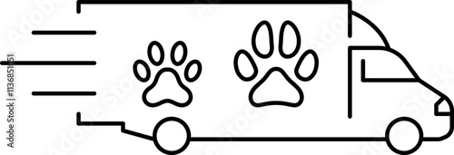 Animal delivery, pet cargo, pet transport, pets shipping, pet delivery vector image, pet transportation, pets travel icon.