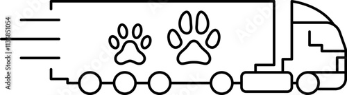 Animal delivery, pet cargo, pet transport, pets shipping, pet delivery vector image, pet transportation, pets travel icon.