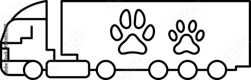 Animal delivery, pet cargo, pet transport, pets shipping, pet delivery vector image, pet transportation, pets travel icon.