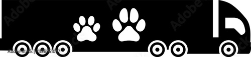 Animal delivery, pet cargo, pet transport, pets shipping, pet delivery vector image, pet transportation, pets travel icon.