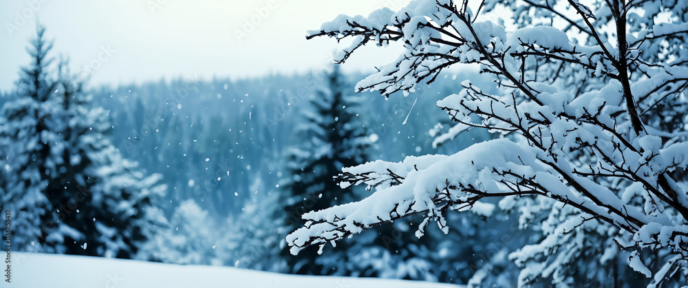 A close-up of delicate snow-covered tree branches with soft falling snowflakes in the background, capturing a serene and peaceful winter scene.
A close-up of delicate snow-covered tree branches with soft falling snowflakes in the background, capturing a serene and peaceful winter scene.