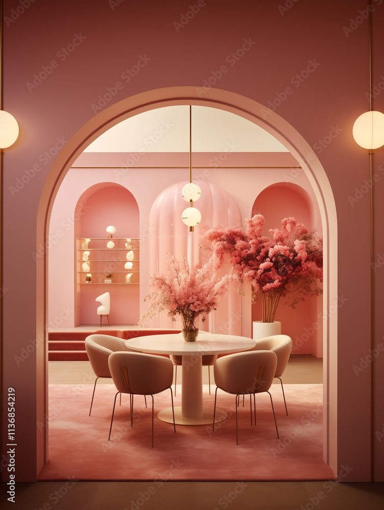 Room interior with table and chairs. Room interior with table and chairs.