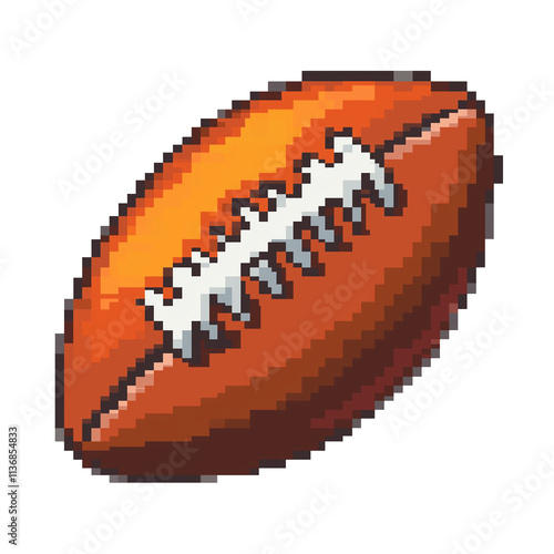 Pixel art american football ball rotating on transparent background