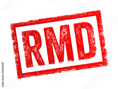 RMD abbreviation stands for Required Minimum Distribution, Remote Monitoring Device, Resource Management Directive, acronym text concept stamp