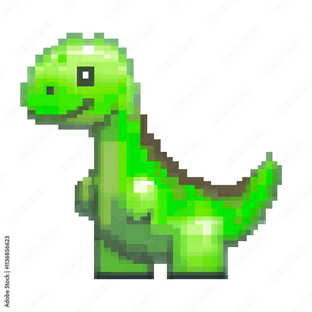 Green pixel art dinosaur standing on transparent background Green pixel art dinosaur standing on transparent background