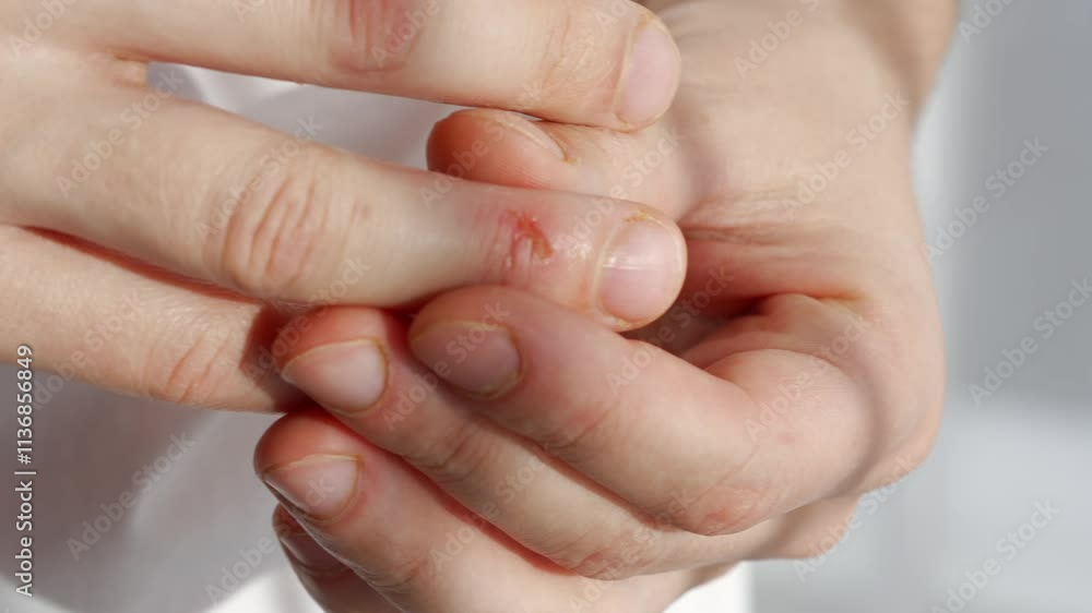 Close-up of a scratch on a finger.
A man shows a cut finger.
Consequences of careless handling of a knife.
A man with fair skin has an injured hand. Close-up of a scratch on a finger.
A man shows a cut finger.
Consequences of careless handling of a knife.
A man with fair skin has an injured hand.