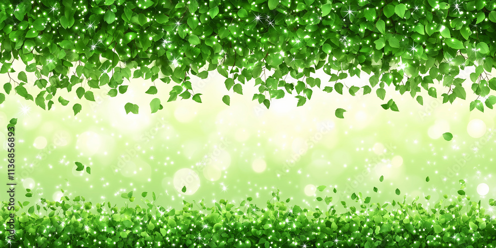Green plant illustration with bokeh background copy space Green plant illustration with bokeh background copy space