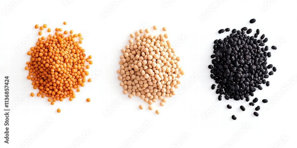 Lentils, chickpeas, black beans, kidney beans isolated on white background. Low-Gi raw food Diabets, diabetics healty Lentils, chickpeas, black beans, kidney beans isolated on white background. Low-Gi raw food Diabets, diabetics healty